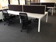 Rapid Infinity Back To Back Workstations. White Tops. Profile End Leg Frame. 500 H Screens
